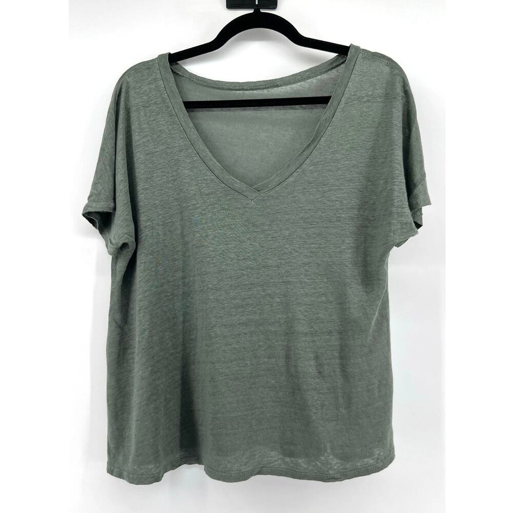 Pistache 100% Linen Short Sleeve T-Shirt Size S Green Blouse Made in Italy